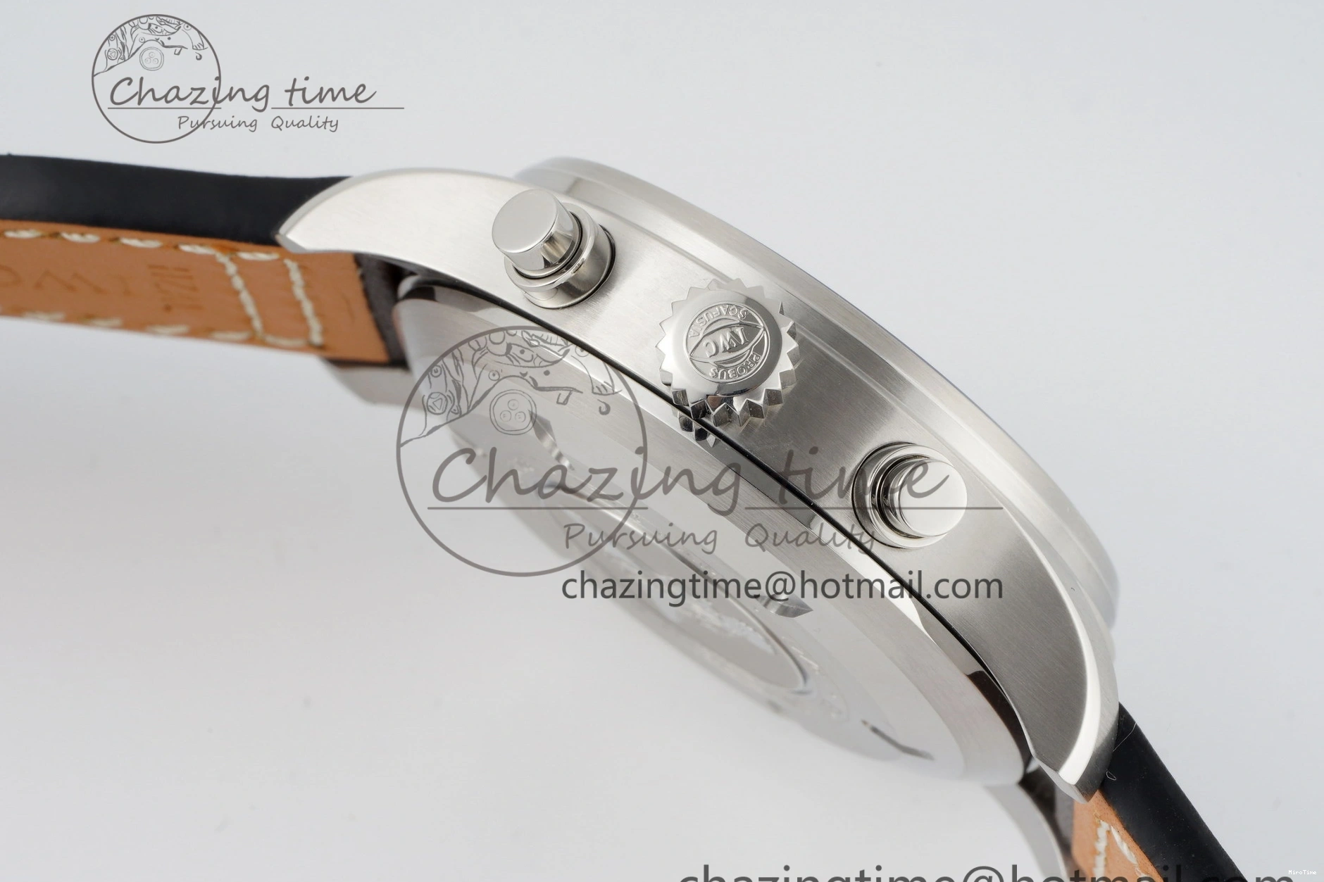 MIROTIME 0524 Pilot Chrono SS AZF 1:1 Best Edition Blue Dial on Brown Leather Strap A TimelessDesign 7060